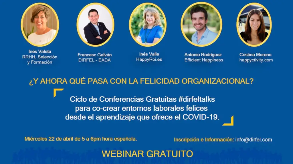 webinar grratuito dirfel Felicidad Organizacional covid-19